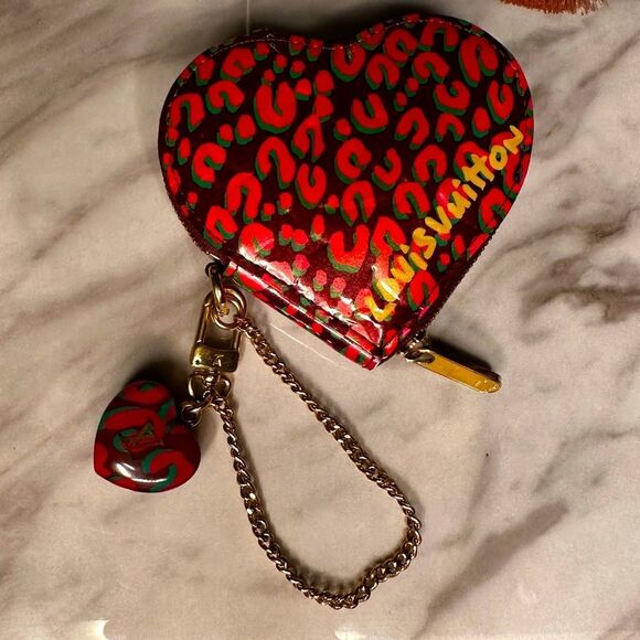 LOUIS VUITTON Vernis Leopard Coeur Heart Coin Purse - Picture 1 of 9